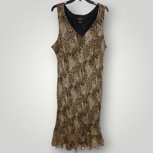Silk Animal Print Sleeveless Dress Plus Size 24W